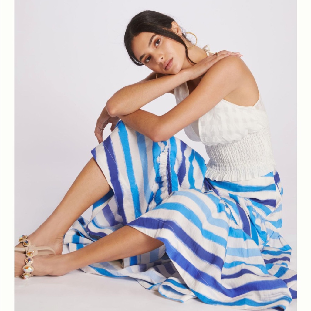 Maeve By Anthropologie Striped A-Line Midi Skirt
